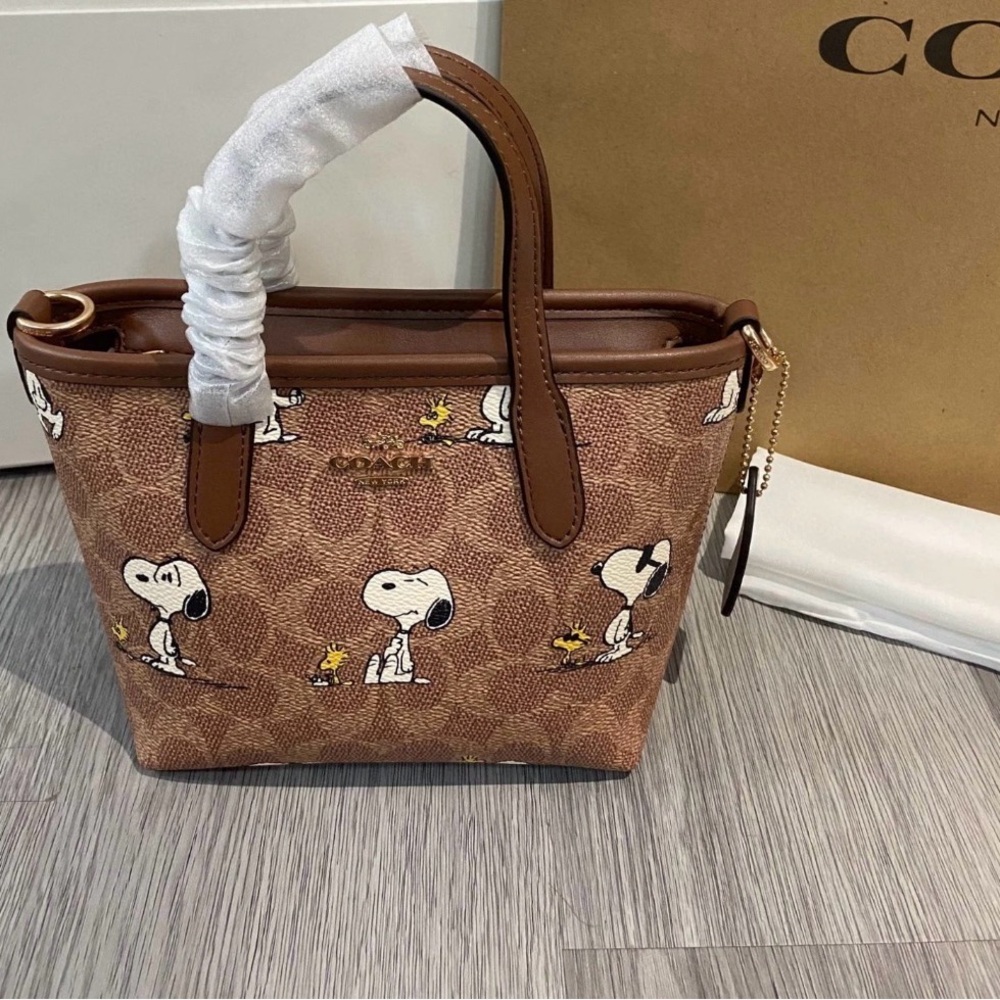 Coach Brown Mini Bag with Snoopy Design